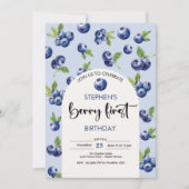 Invitation Berry premier anniversaire de enfant de bleuets (Devant)