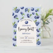 Invitation Berry premier anniversaire de enfant de bleuets (Debout devant)