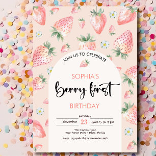 Invitation Berry premier anniversaire de enfant de fraise