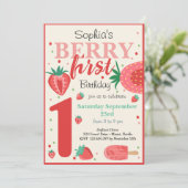 Invitation Berry premier anniversaire de enfant de fraise (Debout devant)
