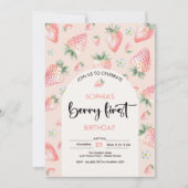 Invitation Berry premier anniversaire de enfant de fraise (Devant)