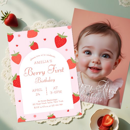 Invitation Berry Premier anniversaire Double face Imprimer ph