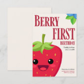 Invitation Berry Premier anniversaire Fête des fraises (Devant / Derrière)