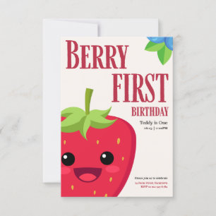 Invitation Berry Premier anniversaire Fête des fraises