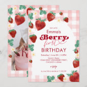 Invitation Berry premier anniversaire fille 1er anniversaire (Devant / Derrière)