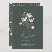 Invitation Berry Premier anniversaire fraise (Devant / Derrière)