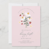 Invitation Berry Premier anniversaire fraise (Devant)