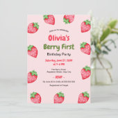 Invitation Berry Premier anniversaire fraise 1er anniversaire (Debout devant)