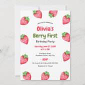 Invitation Berry Premier anniversaire fraise 1er anniversaire (Devant)