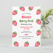 Invitation Berry Premier anniversaire fraise 1er anniversaire (Debout devant)