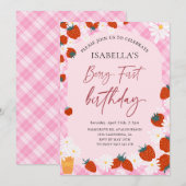 Invitation Berry premier anniversaire fraise 1er anniversaire (Devant / Derrière)