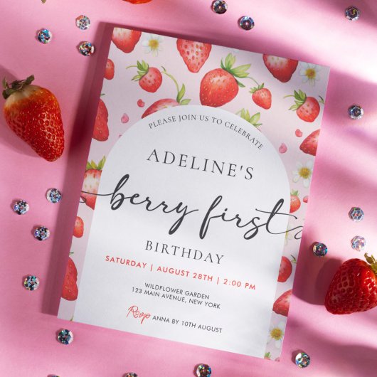 Invitation Berry Premier anniversaire Fraise 1er anniversaire