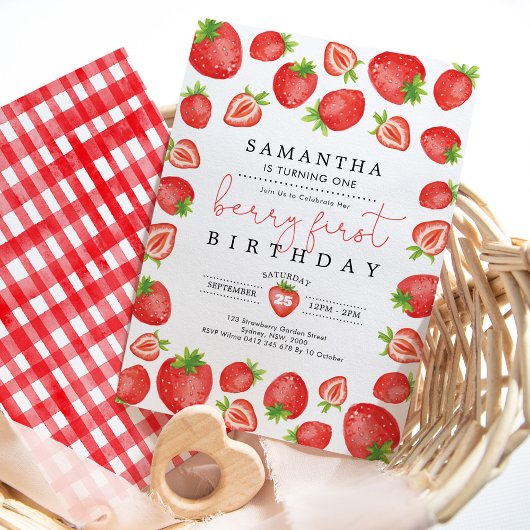 Invitation Berry Premier anniversaire Fraise 1er anniversaire