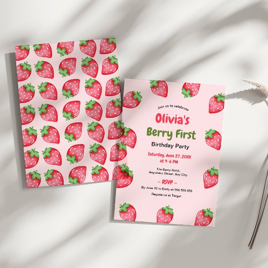 Invitation Berry Premier anniversaire fraise 1er anniversaire