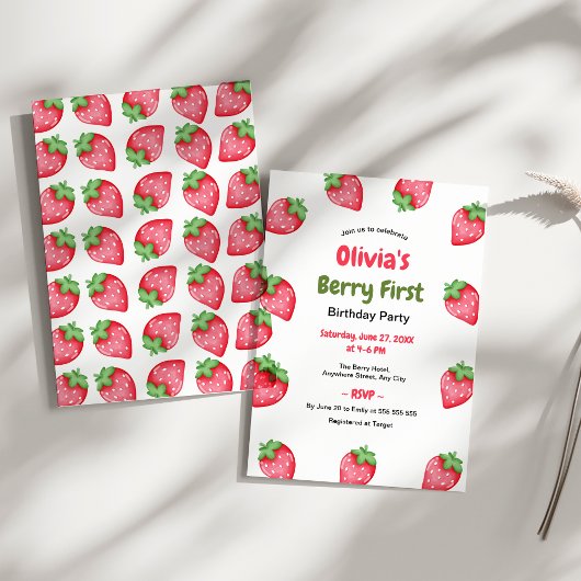 Invitation Berry Premier anniversaire fraise 1er anniversaire