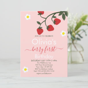 Invitation Berry Premier anniversaire fraise 1er anniversaire