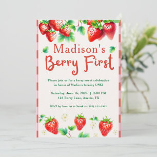 Invitation Berry Premier anniversaire - Fraise 1ère Fille