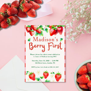 Invitation Berry Premier anniversaire - Fraise 1ère Fille