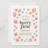 Invitation Berry Premier anniversaire fraise Anniversaire (Devant)