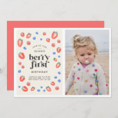 Invitation Berry premier anniversaire fraise Anniversaire Inv (Devant / Derrière)