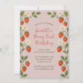 Invitation Berry Premier anniversaire mignonne fraise rose fl (Devant)