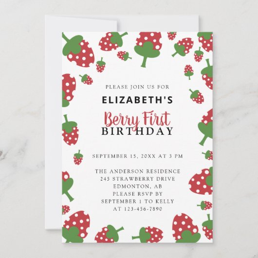 Invitation Berry Premier anniversaire mûre fraise (Devant)