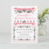 Invitation Berry Premier Anniversaire Pink White Fraise (Debout devant)