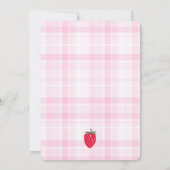 Invitation Berry Premier anniversaire | Plaid et fraise roses (Dos)