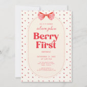 Invitation Berry Premier Anniversaire Rose Bow Strawberry (Devant)
