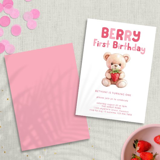 Invitation Berry Premier anniversaire Teddy Bear 1er annivers