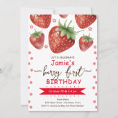 Invitation Berry Premier anniversaire Watercolor Girl (Devant)