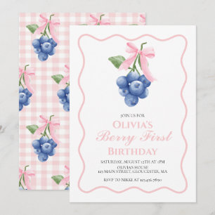 Invitation Berry Premier Blueberry Pink Bow Coquette annivers