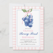Invitation Berry Premier Blueberry Pink Bow Coquette annivers (Devant)