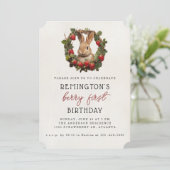Invitation Berry Premier lapin Vintage fraise 1er anniversair (Debout devant)