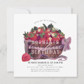 Invitation Berry Premier panier fraise Fille 1er anniversaire (Devant)