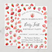 Invitation Berry Première fête d'anniversaire (Devant / Derrière)