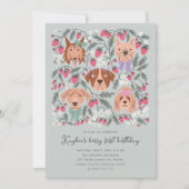 Invitation Berry Première fête d'anniversaire | Chiens fraise (Devant)