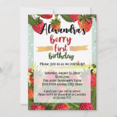 Invitation Berry Première fête d'anniversaire Filles fraise 1 (Devant)