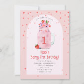 Invitation Berry Première fête d'anniversaire Smoothie rose (Devant)