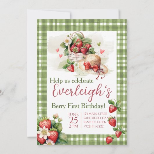Invitation Berry Première fraise d'été douce Anniversaire (Devant)