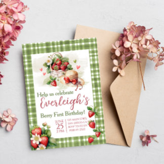Invitation Berry Première fraise d'été douce Anniversaire