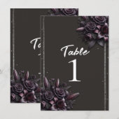 Invitation Berry Purple Black Lily Rose Floral Numéro de tabl (Devant / Derrière)