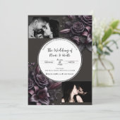 Invitation Berry Purple & Black Lily Rose Mariage Floral (Debout devant)