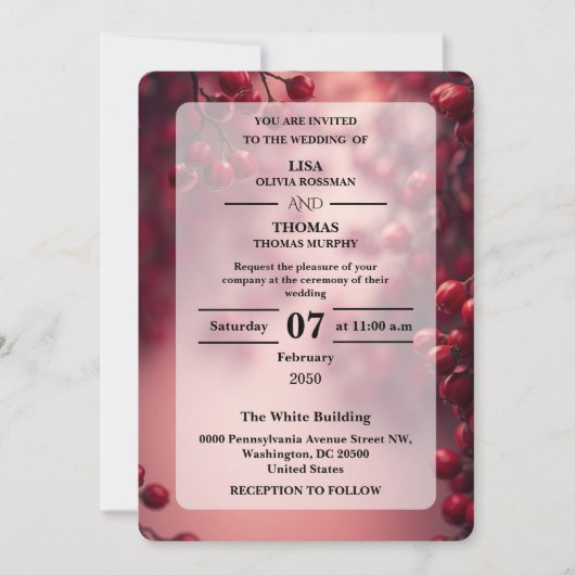 Invitation Berry Red Bold Accent Wedding Invite (Devant)
