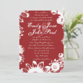 Invitation Berry Red Vintage Flower Mariages (Debout devant)