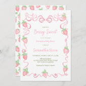Invitation Berry rose Baby shower doux (Devant / Derrière)