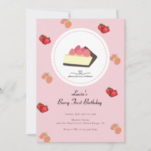 Invitation Berry rose clair première fille premier anniversai