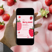 Invitation Berry rose doux Anniversaire avec fraise