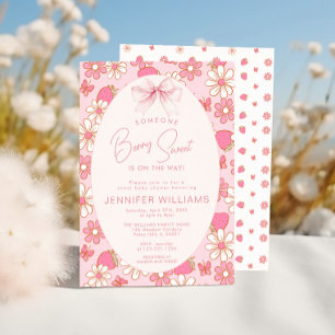 Invitation Berry rose mignon Douce fraise bébé fille Douche