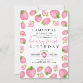 Invitation Berry rose Premier anniversaire fraise 1er anniver (Devant)
